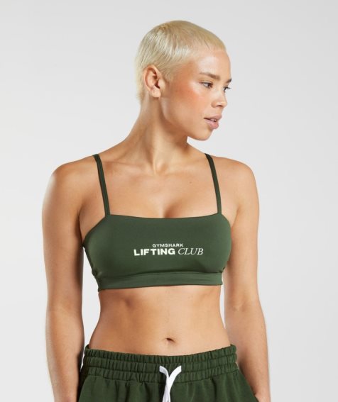 Staniki Sportowe Gymshark Social Club Bandeau Damskie Oliwkowe | PL 326BXR